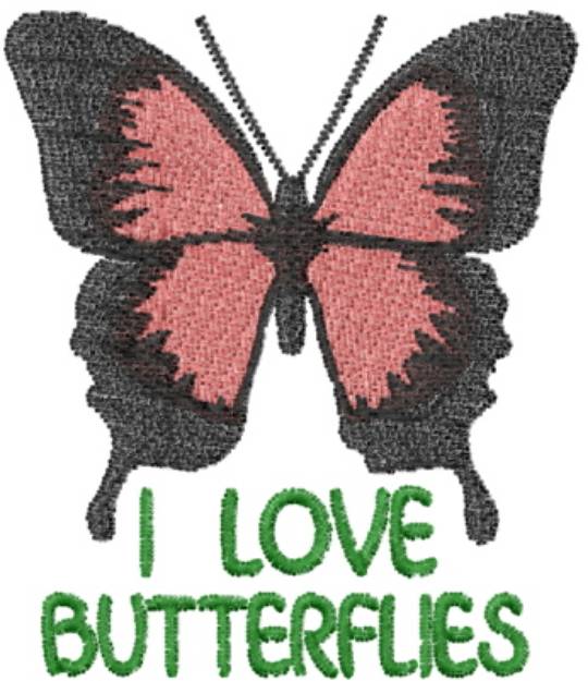 Picture of Red Love Butterflies Machine Embroidery Design