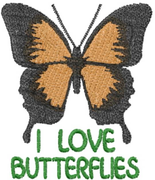 Picture of Orange Love Butterflies Machine Embroidery Design