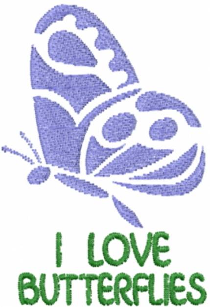 Picture of Blue Stencil Love Butterflies Machine Embroidery Design
