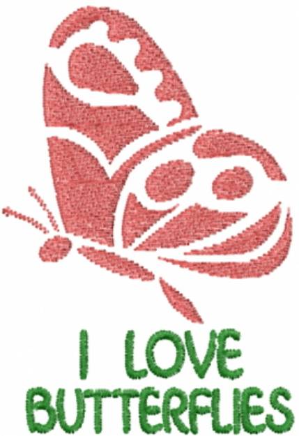 Picture of Red Stencil Love Butterflies Machine Embroidery Design