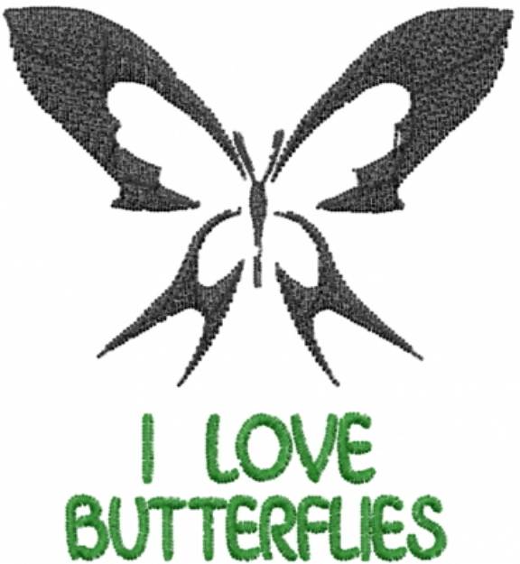 Picture of Love Butterflies Black Machine Embroidery Design