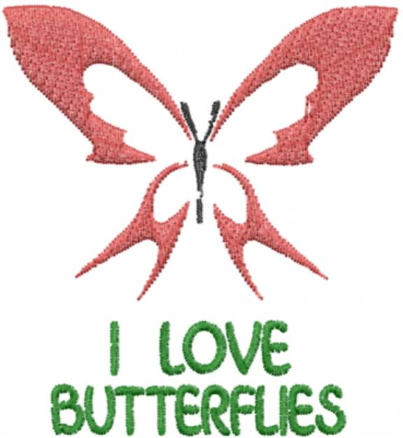 Picture of Love Butterflies Red Machine Embroidery Design