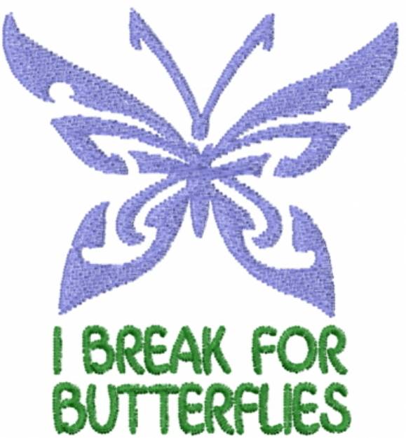 Picture of Butterfly Break Stencil Blue Machine Embroidery Design