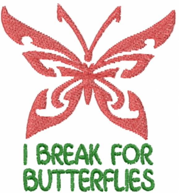 Picture of Butterfly Break Stencil Red Machine Embroidery Design