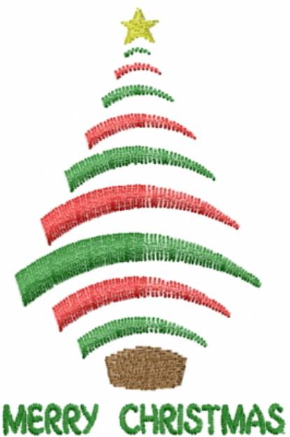 Picture of Red Green Christmas Tree Machine Embroidery Design