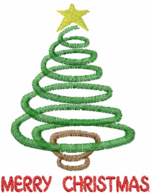 Picture of Merry Christmas Tree Spiral Machine Embroidery Design