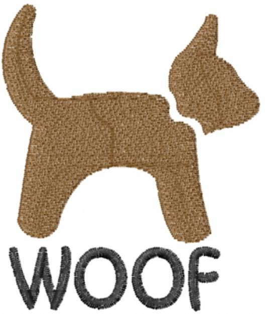Picture of Dog Stencil Woof Brown Machine Embroidery Design