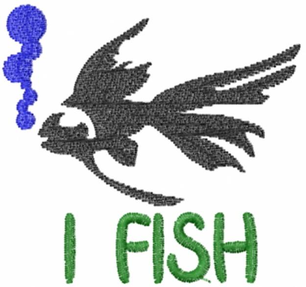 Picture of I Fish Bubbles Blue Machine Embroidery Design