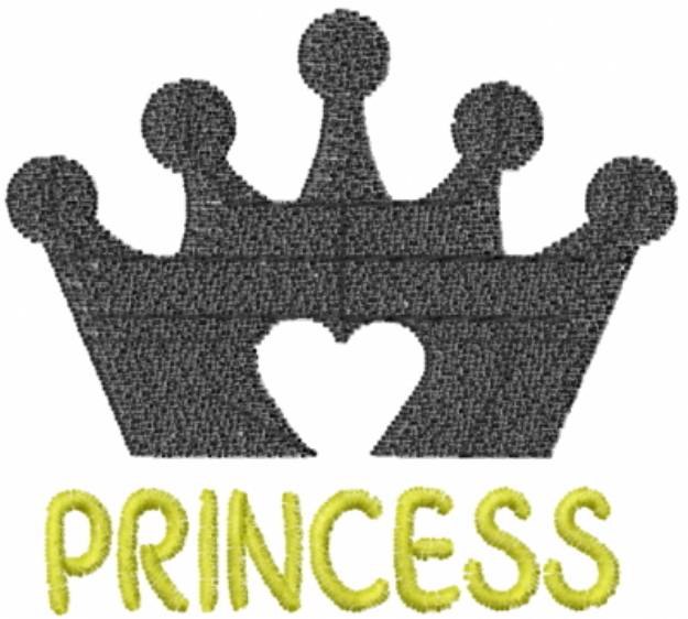 Picture of Princess Heart Crown Machine Embroidery Design