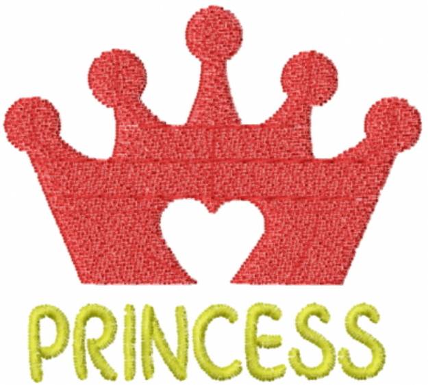 Picture of Princess Heart Crown Red Machine Embroidery Design