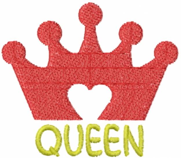 Picture of Queen Heart Crown Red Machine Embroidery Design