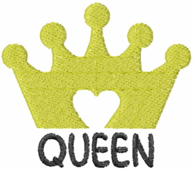 Picture of Queen Heart Crown Gold Machine Embroidery Design