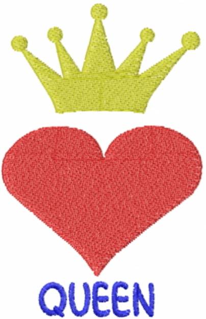 Picture of Queen Heart Crown Machine Embroidery Design