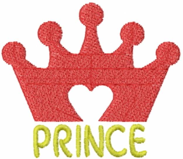 Picture of Prince Heart Crown Red Machine Embroidery Design