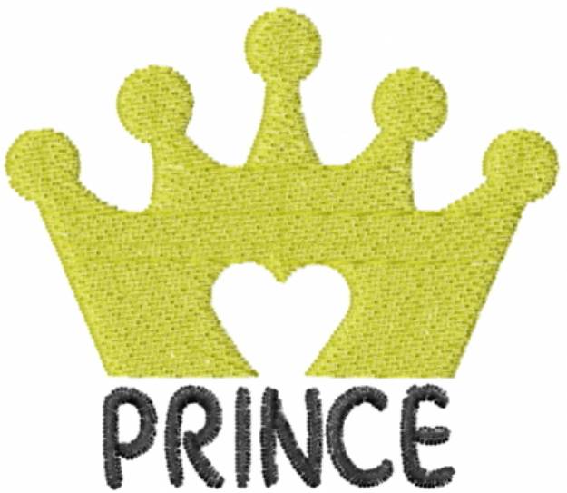 Picture of Prince Heart Crown Gold Machine Embroidery Design