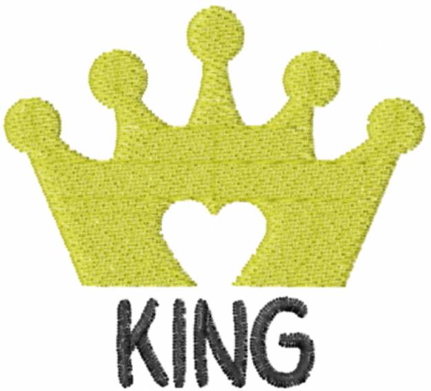 Picture of Kiing Heart Crown Gold Machine Embroidery Design
