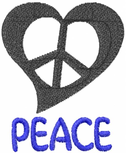 Picture of Heart Peace Sign Machine Embroidery Design