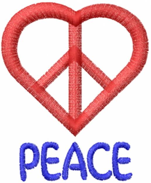 Picture of Heart Peace Sign Red Machine Embroidery Design