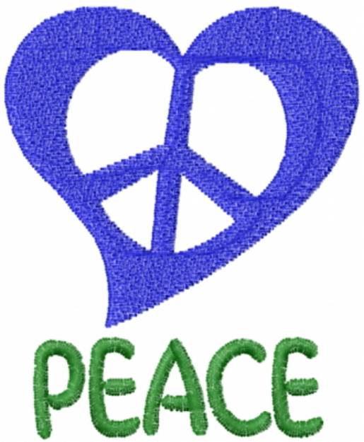 Picture of Heart Peace Sign Blue Machine Embroidery Design