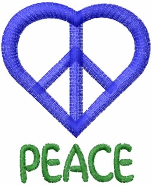 Picture of Heart Peace Sign Blue Machine Embroidery Design