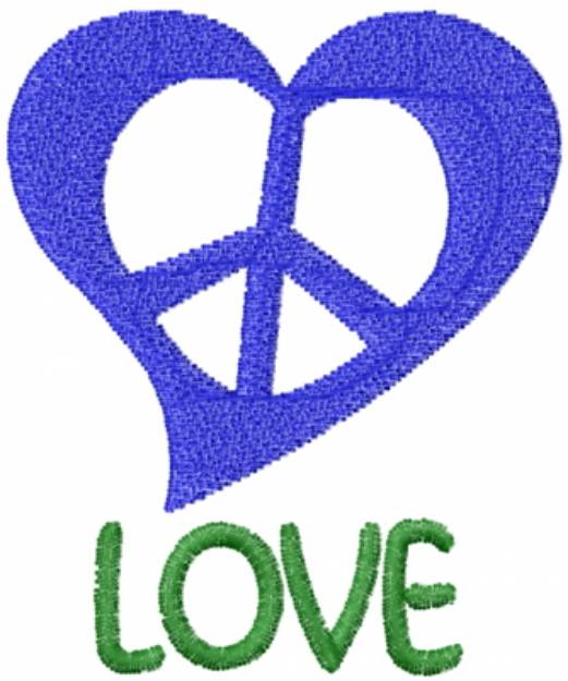 Picture of Heart Peace Love Blue Machine Embroidery Design