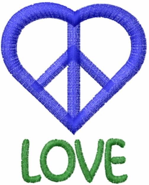 Picture of Heart Peace Love Blue Machine Embroidery Design