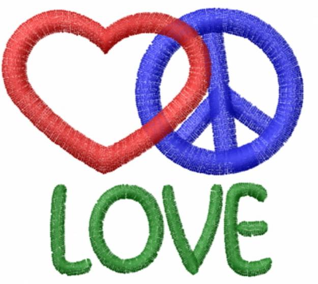 Picture of Heart Peace Love Sign Machine Embroidery Design