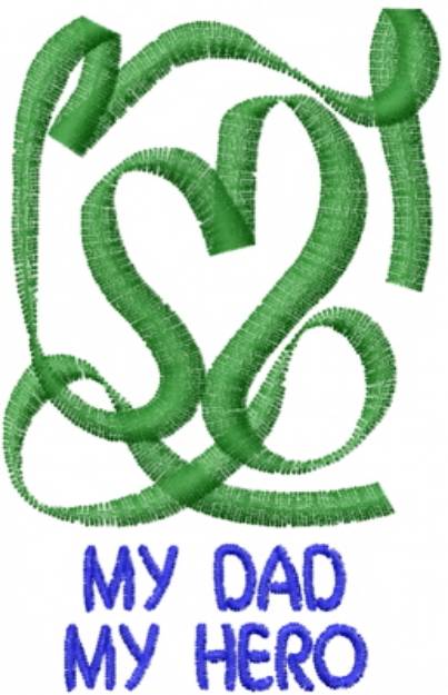 Picture of Dad Abstract Green Ribbon Machine Embroidery Design