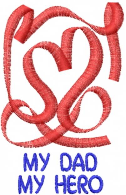 Picture of Dad Abstract Red Ribbon Machine Embroidery Design