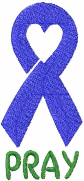 Picture of Heart Ribbon Pray Blue Machine Embroidery Design
