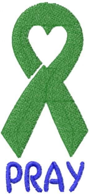 Picture of Heart Ribbon Pray Green Machine Embroidery Design