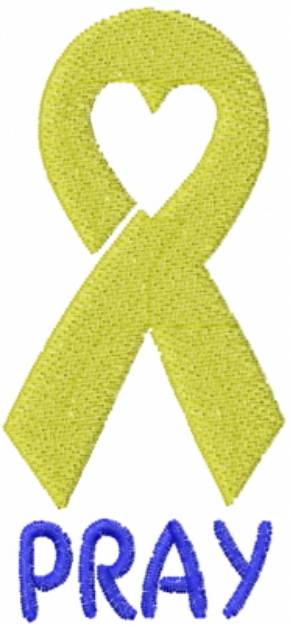 Picture of Heart Ribbon Pray Yellow Machine Embroidery Design