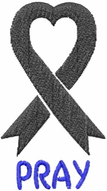 Picture of Ribbon Heart Pray Black Machine Embroidery Design