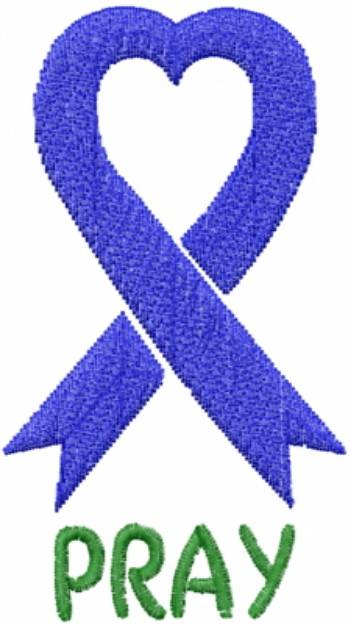 Picture of Ribbon Heart Pray Blue Machine Embroidery Design