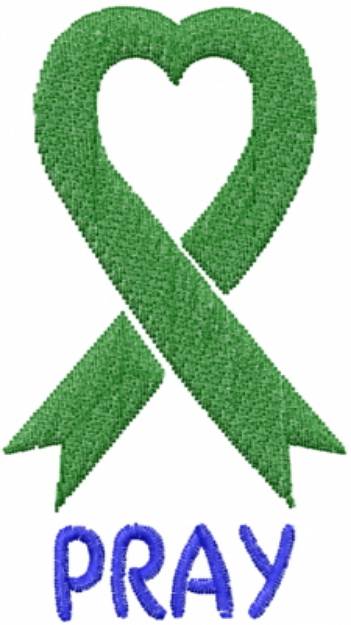 Picture of Ribbon Heart Pray Green Machine Embroidery Design