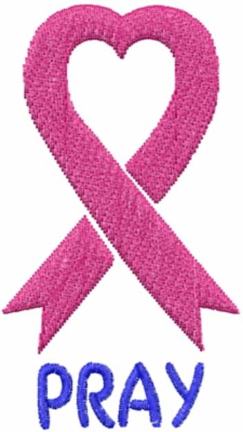 Picture of Ribbon Heart Pray Pink Machine Embroidery Design