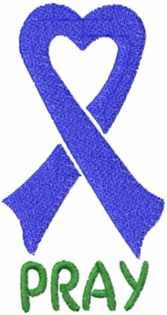 Picture of Pray Ribbon Heart Blue Machine Embroidery Design
