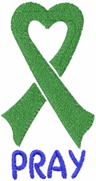 Picture of Pray Ribbon Heart Green Machine Embroidery Design