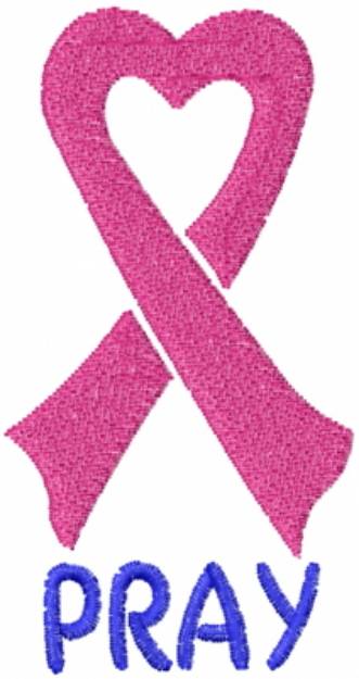 Picture of Pray Ribbon Heart Pink Machine Embroidery Design