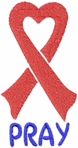 Picture of Pray Ribbon Heart Red Machine Embroidery Design