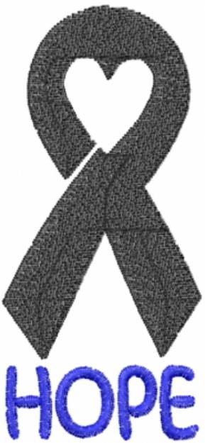 Picture of Hope Heart Ribbon Black Machine Embroidery Design