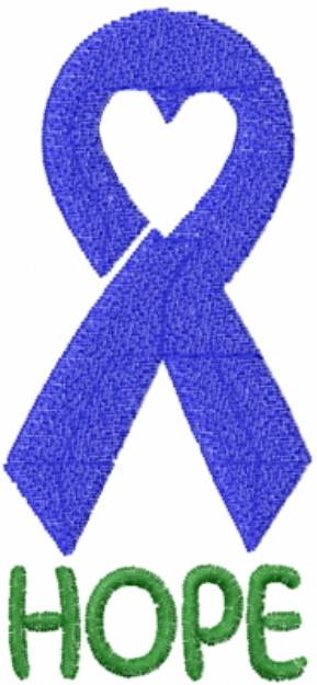Picture of Hope Heart Ribbon Blue Machine Embroidery Design