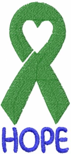 Picture of Hope Heart Ribbon Green Machine Embroidery Design