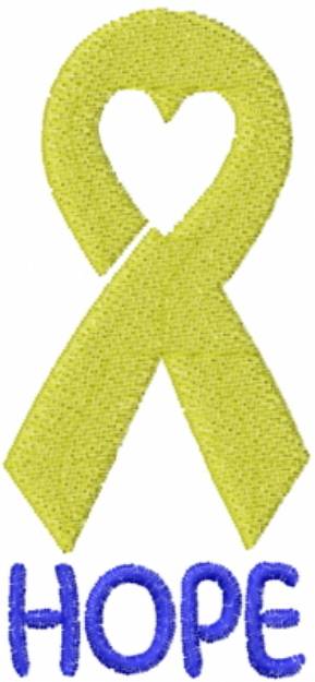 Picture of Hope Heart Ribbon Yellow Machine Embroidery Design