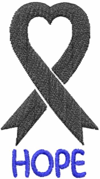 Picture of Heart Hope Ribbon Black Machine Embroidery Design