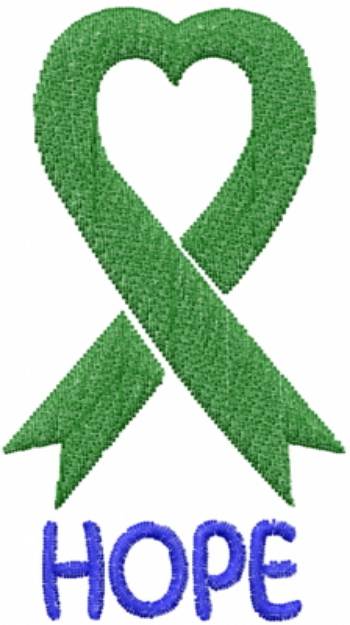 Picture of Heart Hope Ribbon Green Machine Embroidery Design