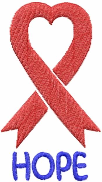 Picture of Heart Hope Ribbon Red Machine Embroidery Design