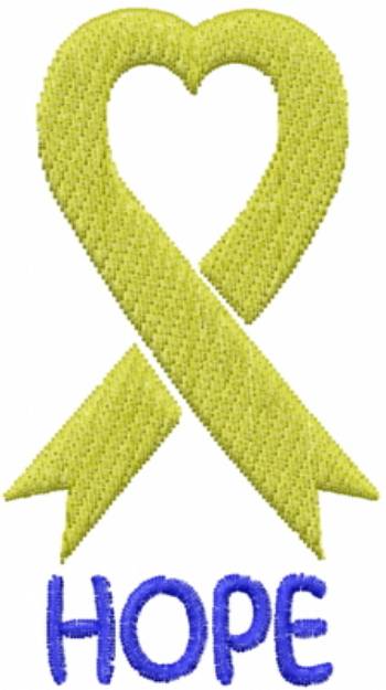Picture of Heart Hope Ribbon Yellow Machine Embroidery Design