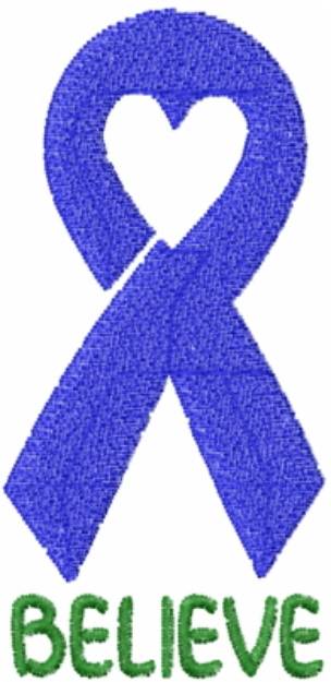 Picture of Believe Heart Ribbon Blue Machine Embroidery Design