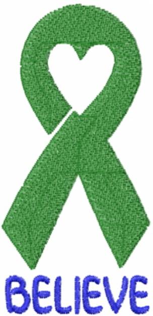 Picture of Believe Heart Ribbon Green Machine Embroidery Design